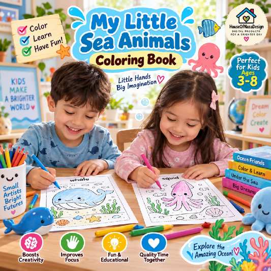My Little Sea Animals Coloring Book - Ages 3-8