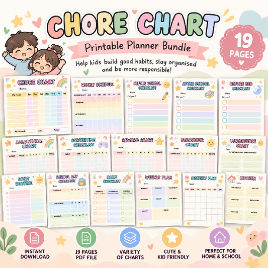 Kids Chore Chart Printable Bundle