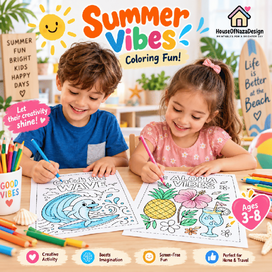 Summer Vibes Coloring Book for Kids Ages 3–8