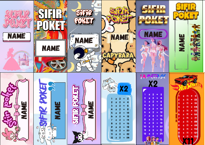 Custom Multiplication Pocket Chart Template Personalised Name Design SIFIR POKET