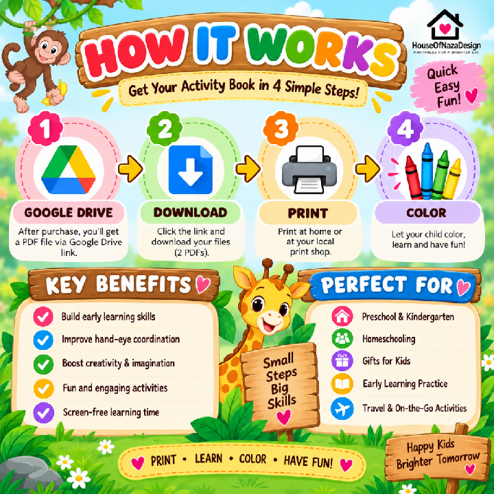ABC Animals Tracing Worksheets - Ages 3-5