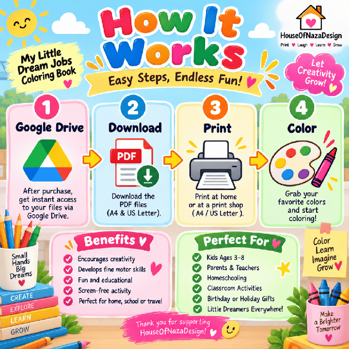 My Little Dream Jobs Coloring Book - Ages 3-8