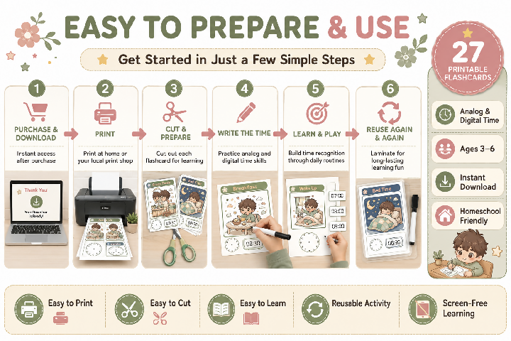Time Learning Flashcards – Printable Educational Resource For Kids