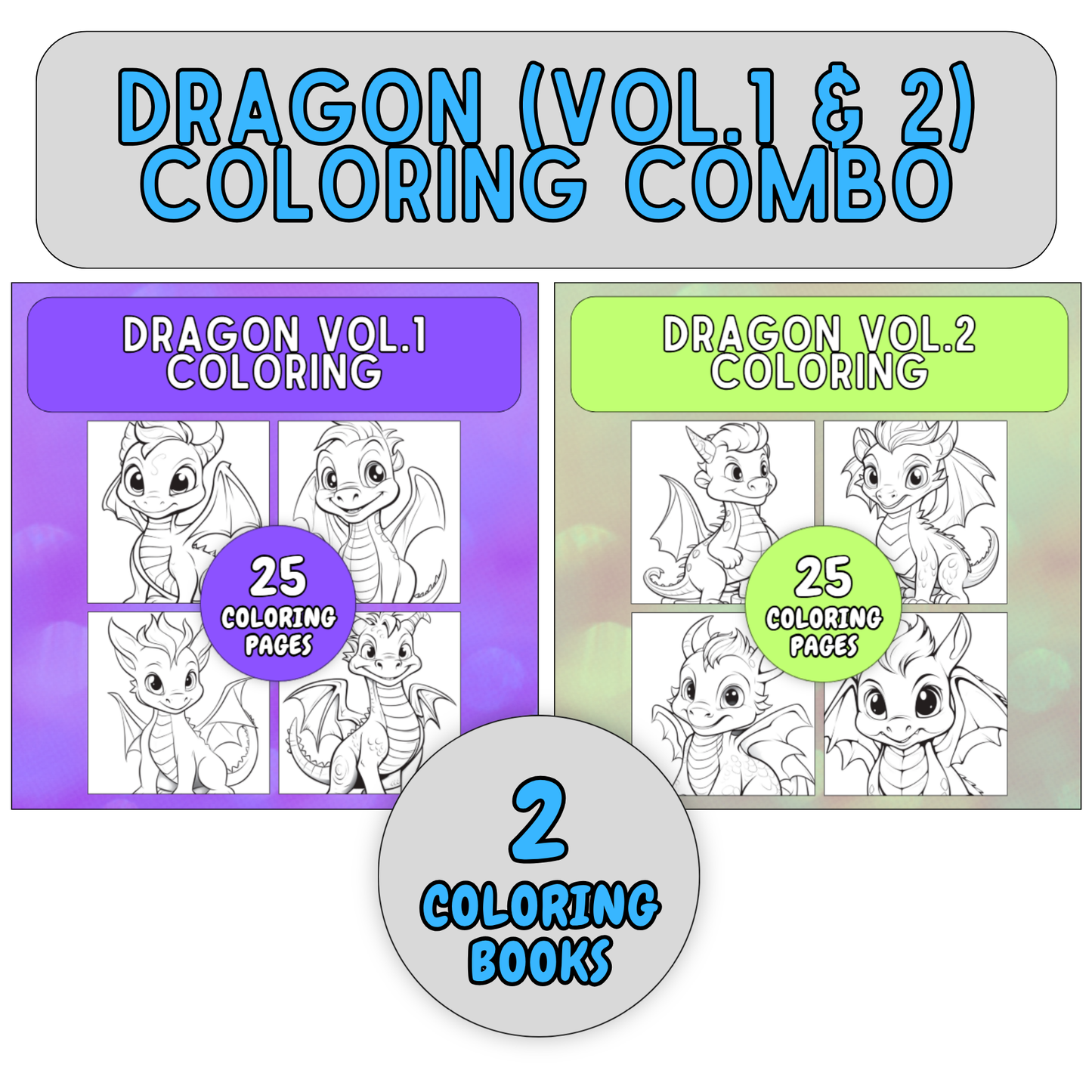 Dragon Coloring COMBO Vol. 1 & 2