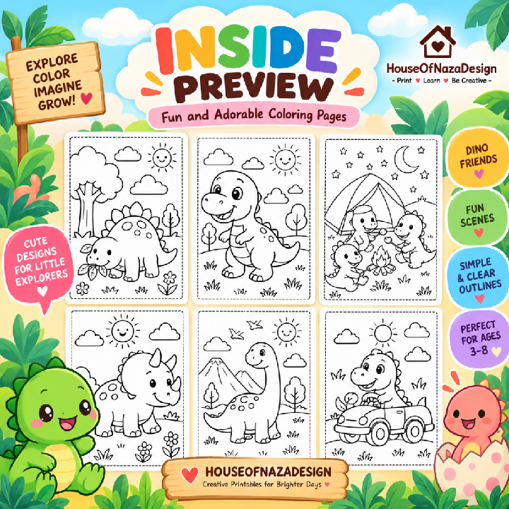 Dinosaur Coloring Book for Kids - Dino Adventures Ages 3-8