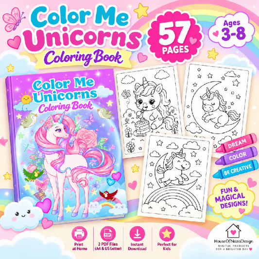 Color Me Unicorns Coloring Book for Kids Ages 3–8