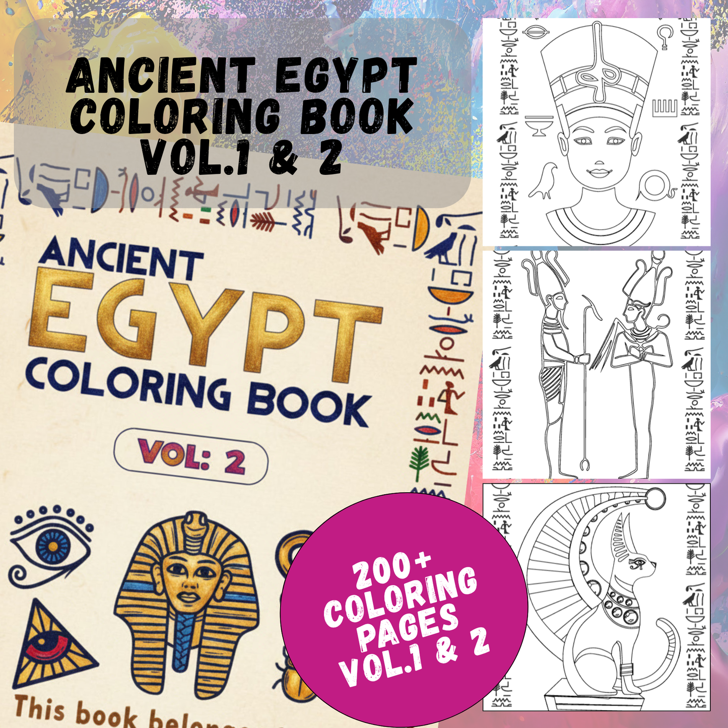 Ancient Egypt Coloring Book (Vol. 1 & 2)