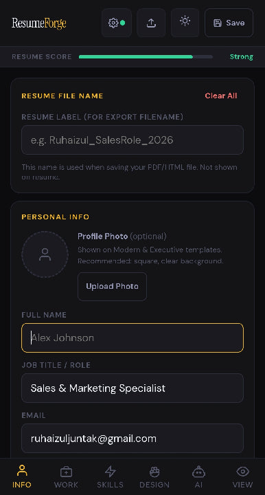 ResumeForge MY — AI Resume Builder Web App (Lifetime Access)