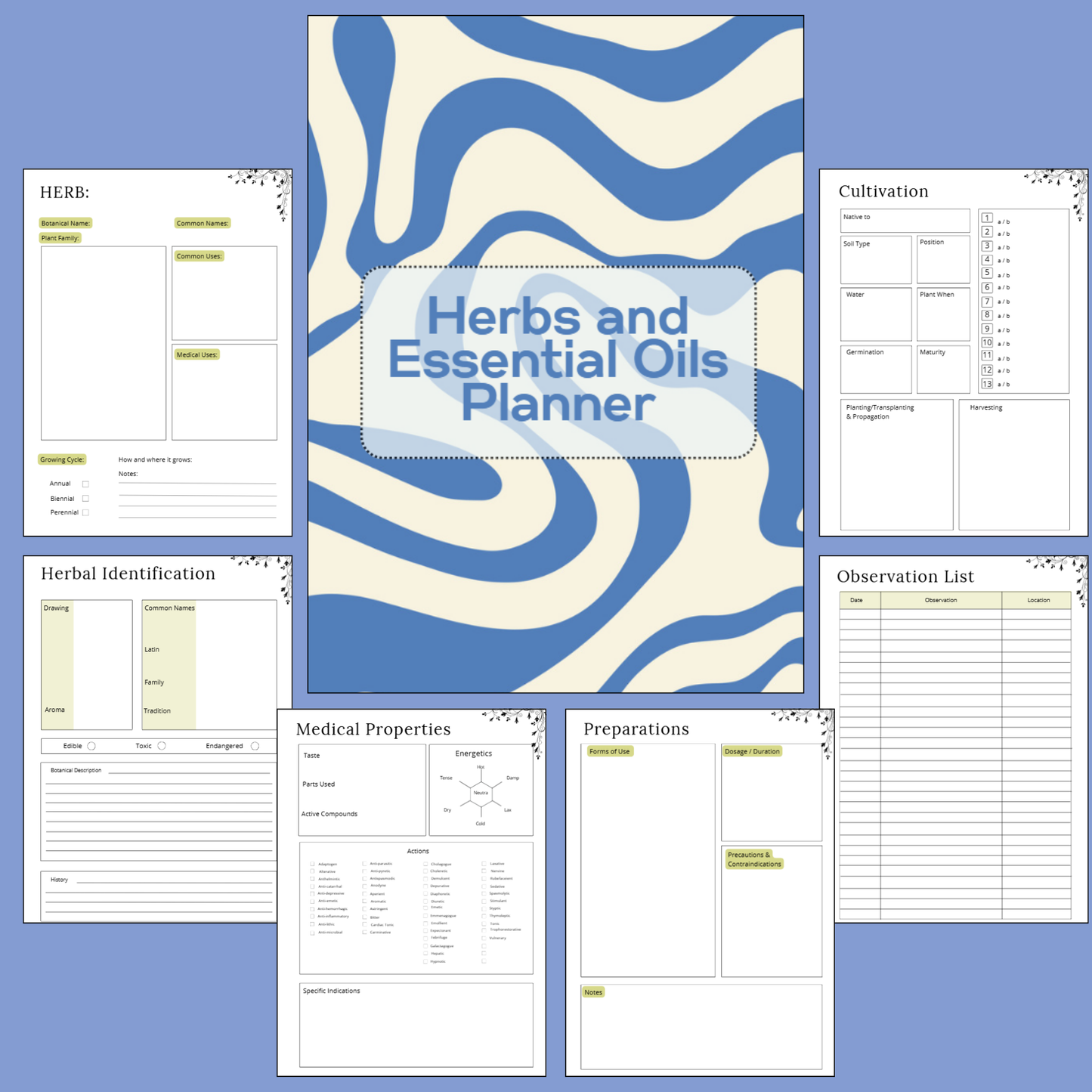 Herbs and Essential Oils Planner