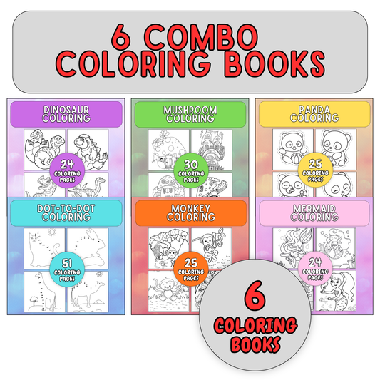 6 Combo Coloring Books