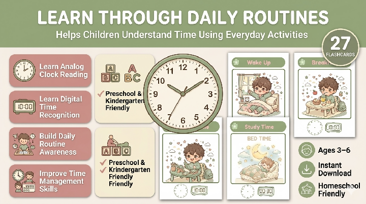 Time Learning Flashcards – Printable Educational Resource For Kids