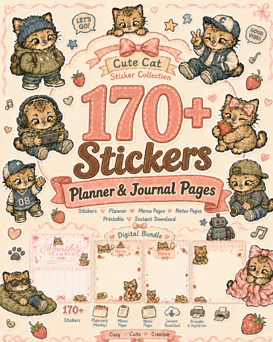 150 N more Calico Stickers and Journaling Pages