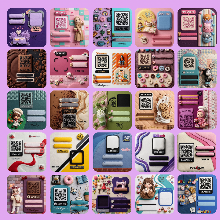 QR Code Design Pack – 100 Editable Templates