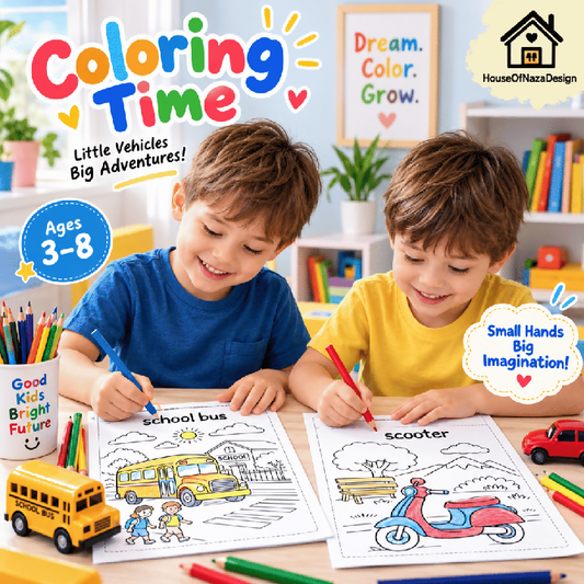 My Little Vehicles Coloring Book for Kids Ages 3–8
