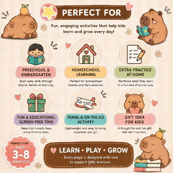 Capybara Busy Book 35 Pages Printable Kids Activity Book PDF