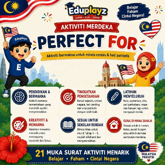 Eduplayz Worksheet Kemerdekaan – 21-Page A4 Printable Activities for Primary School