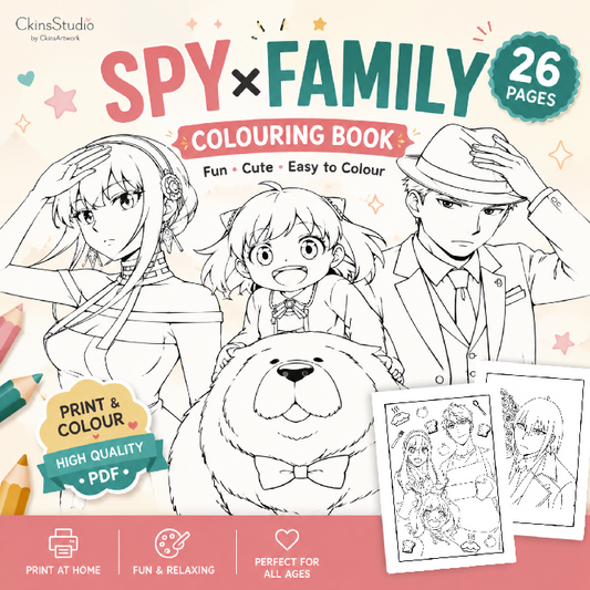 SPY X FAMILY Colouring Book 26 Printable A4 Colouring Pages PDF
