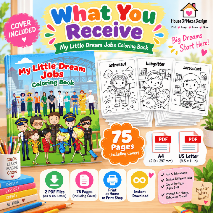 My Little Dream Jobs Coloring Book - Ages 3-8