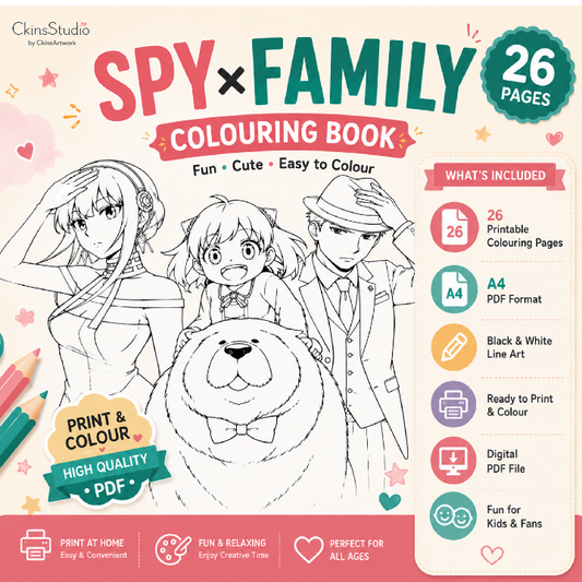 SPY X FAMILY Colouring Book 26 Printable A4 Colouring Pages PDF