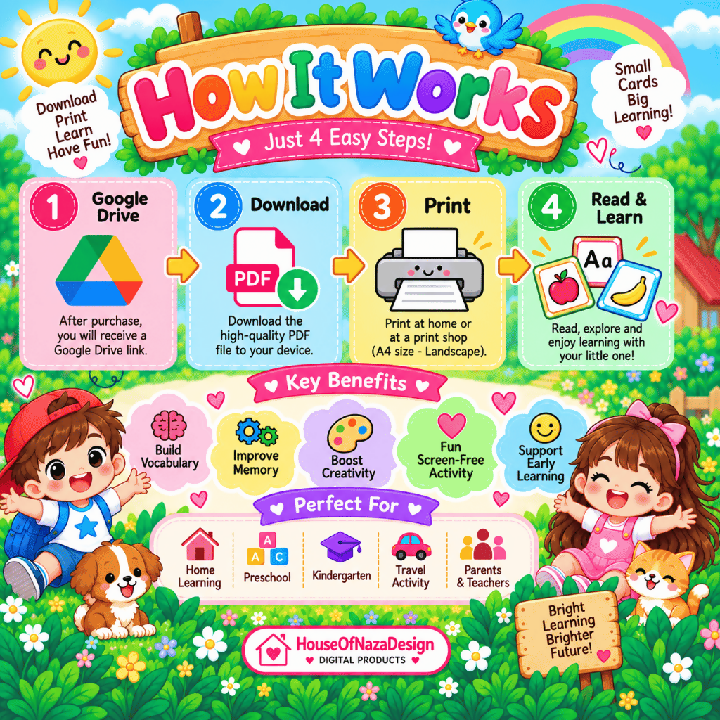Printable Preschool Flashcards for Kids Ages 3–6 – 10 Learning Categories