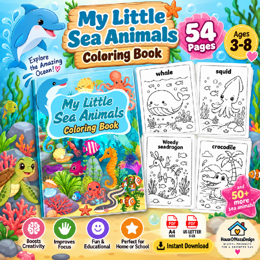 My Little Sea Animals Coloring Book - Ages 3-8