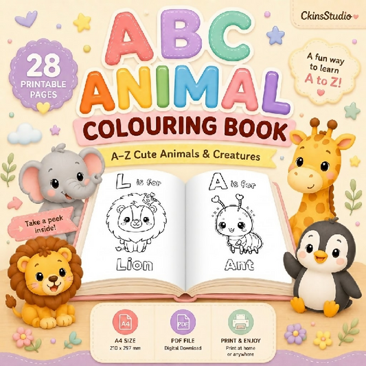 ABC Animal Colouring Book A4 Printable PDF