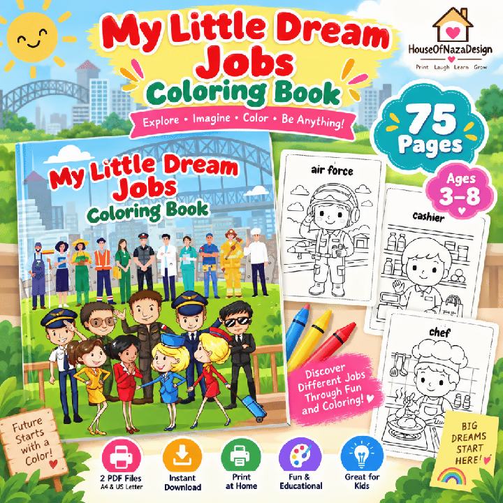 My Little Dream Jobs Coloring Book - Ages 3-8
