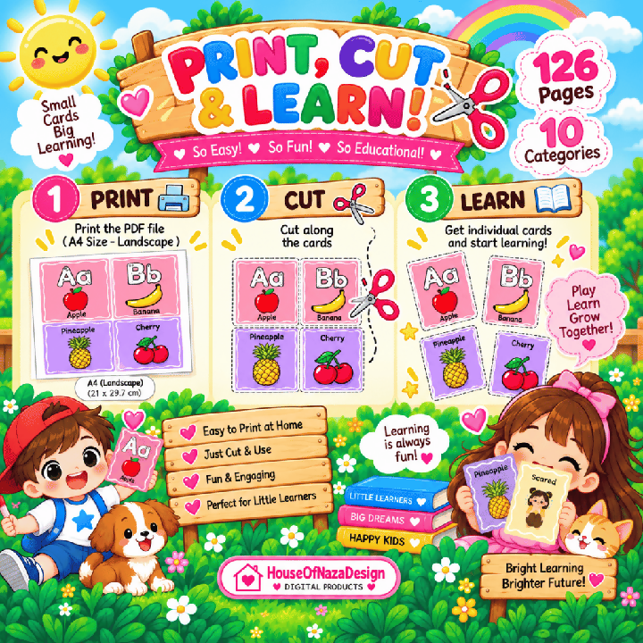 Printable Preschool Flashcards for Kids Ages 3–6 – 10 Learning Categories
