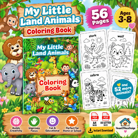 My Little Land Animals Coloring Book for Kids Ages 3–8