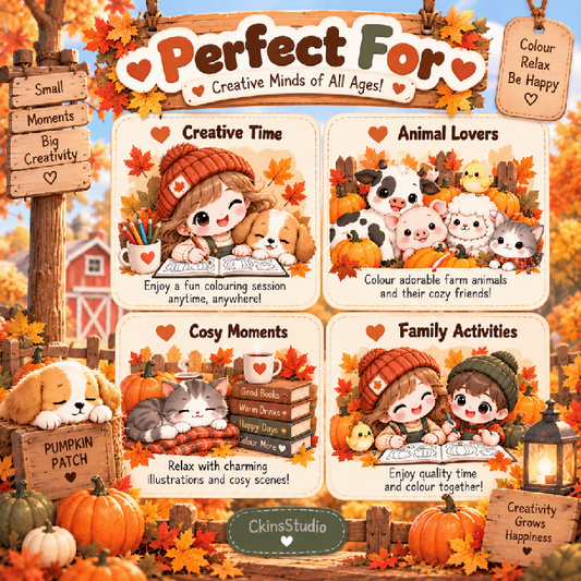 Cozy Pumpkin Patch Colouring Book 20 Pages A4 Printable PDF