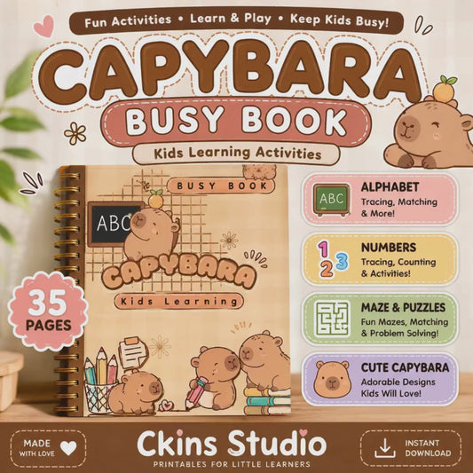 Capybara Busy Book 35 Pages Printable Kids Activity Book PDF