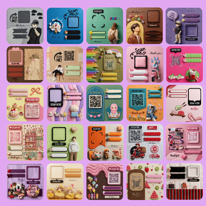 QR Code Design Pack – 100 Editable Templates