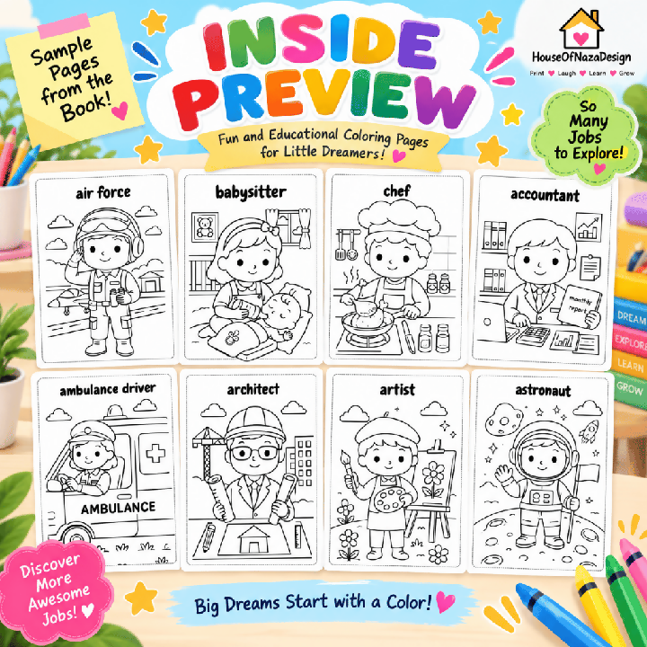 My Little Dream Jobs Coloring Book - Ages 3-8