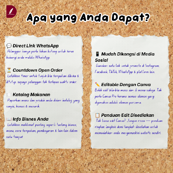 Mini Website Tempahan Makanan Open Order