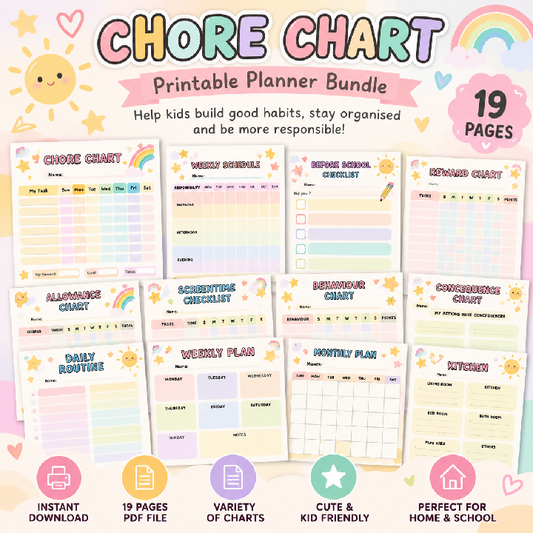Kids Chore Chart Printable Bundle